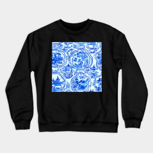 Blue and white chinoiserie tiles sketch Crewneck Sweatshirt